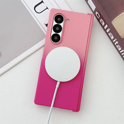 Gradient Dual Color Magnetic Liquid Silicone Phone Case for Samsung Galaxy Z Fold 7 / 6 / 5 / 4 / Z Fold 3 – MagSafe Compatible Shockproof Cover with Soft Touch Protection