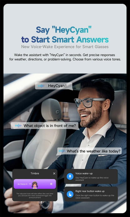 LIGE Smart Glasses — AI Camera Sunglasses with BT Call, Music, Touch Control, Voice Assistant, Video & Sound Recording, WiFi Transmission