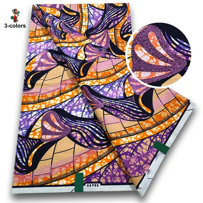 African Golden Wax Fabric - Glitter Gold Print Batik Ankara Pagne Material for Women