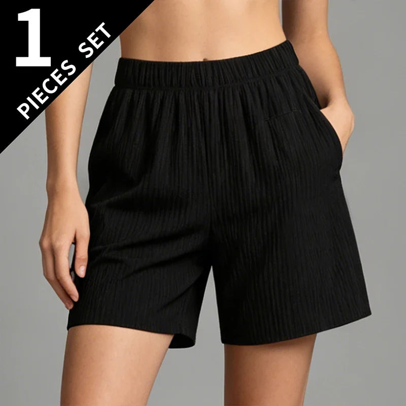 Women's 5-Point Sports Shorts - Elastic Waist Casual Summer Running Pants with Pockets