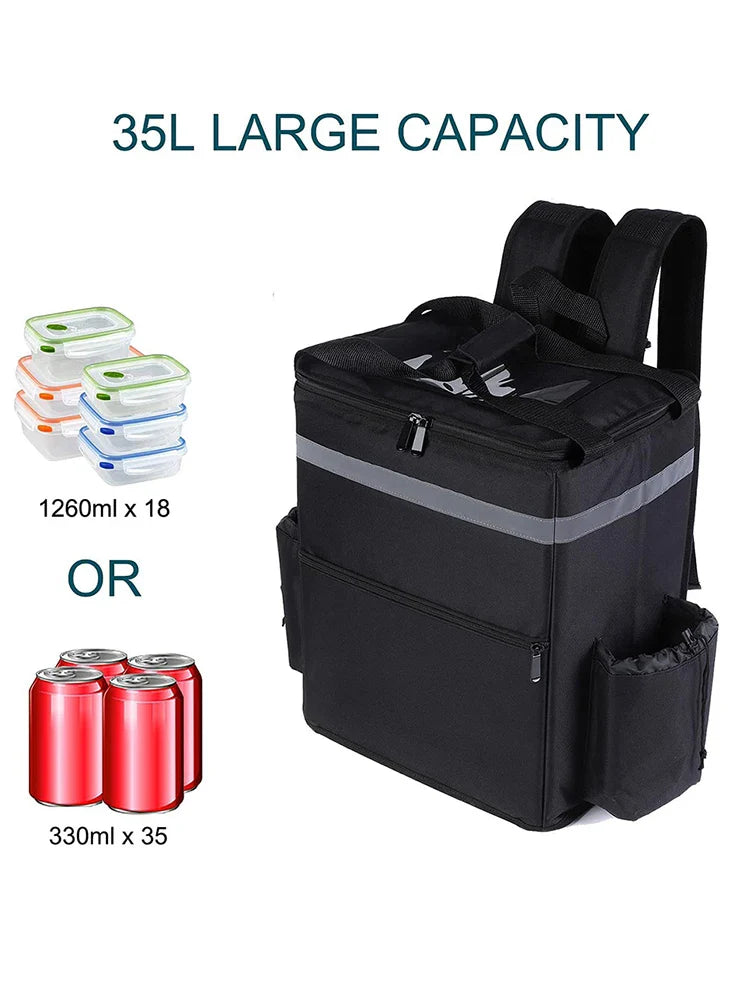 Insulated Delivery Backpack – 30L Thermal Food Bag for Riders, Large Capacity Takeout and Grocery Backpack