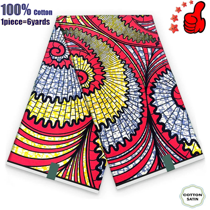 African Real Wax Fabric - High Quality 100% Cotton Ankara Pagne for Women’s Dresses