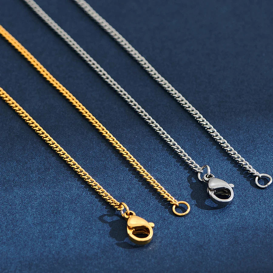 2mm Stainless Steel Link Chain Necklace for Men & Women – Silver & Gold Colors, 14"–30" Adjustable Length