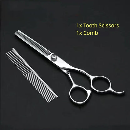 Pet Grooming Scissors Set – Professional Dog Hair Trimming Tools, Bent Scissors & Clippers for Teddy Haircuts