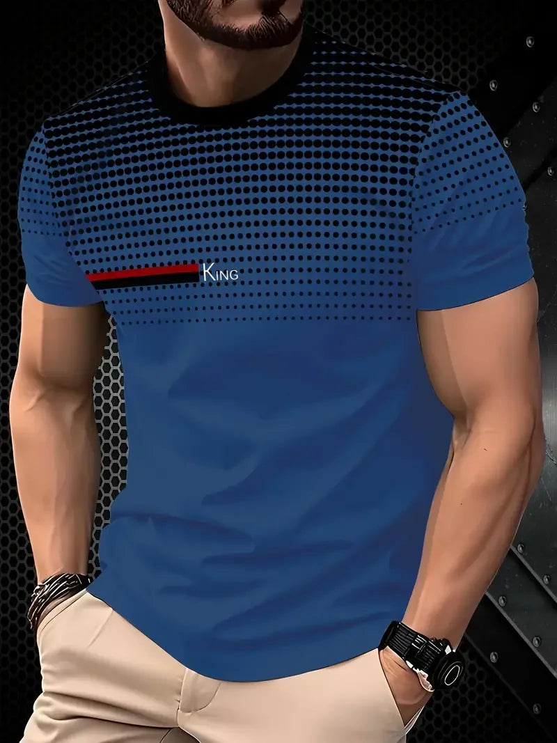 Men’s 3D Printed Sports T-Shirt - Breathable Round Neck Polyester Casual Summer Tee Top