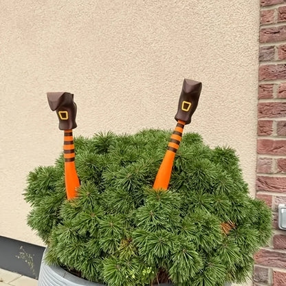 DIY Witch Leg Garden Decorations - Gothic Plant Pot Fence Cards & Lawn Decor for Potted Plants and Courtyard Displays