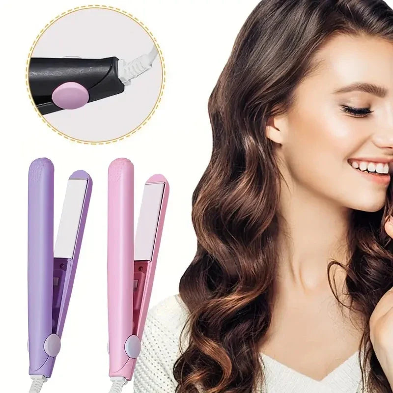Mini Hair Straightener – Quick Heating Multi-Color Ceramic Plate for Bangs, Curling & Straightening