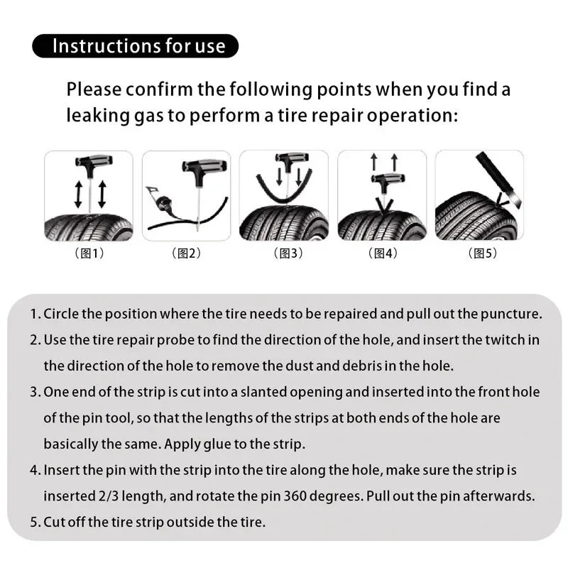 Car Repair Tool Kit – Emergency Tubeless Tire Repair, Glue & Garage Tool Set with Storage Bag