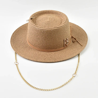 Women's Straw Sun Hat - Elegant Ribbon Decor Beach Travel & Party Dress Hat