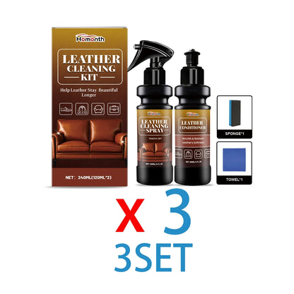 Leather Cleaner & Conditioner Kit - Deep Nourishing Spray Cream for Restoring Softness, Shine & Preventing Cracks
