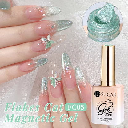UR SUGAR Jelly Pink Cat Magnetic Gel Nail Polish 15ml - Glitter Ice Effect Soak Off UV LED Semi-Permanent Manicure Gel