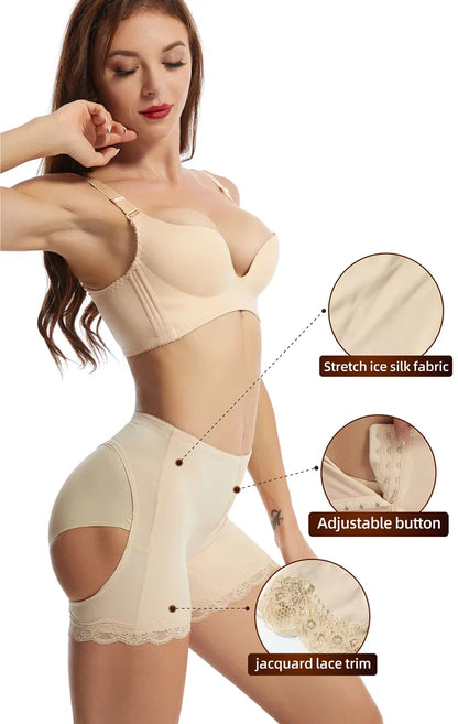 Women’s Butt Lifter Panties – Open-Butt Body Shaper Shorts with Tummy Control & Hip Enhancer Shapewear