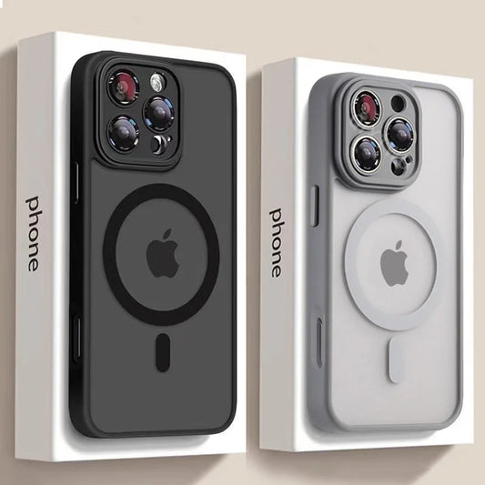 Luxury Matte Armor Case for MagSafe - Magnetic Wireless Charging, Shockproof Hard Cover for iPhone 11-16 Pro Max Plus