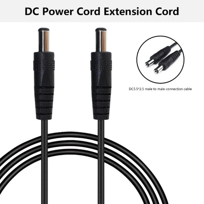 DC Male to Male Power Adapter Cable - 5.5x2.1mm & 5.5x2.5mm Round Connector Extension Cord for DC Devices