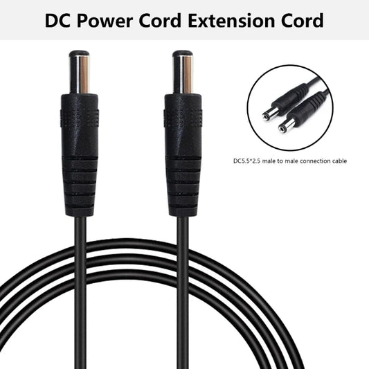 DC Male to Male Power Adapter Cable - 5.5x2.1mm & 5.5x2.5mm Round Connector Extension Cord for DC Devices