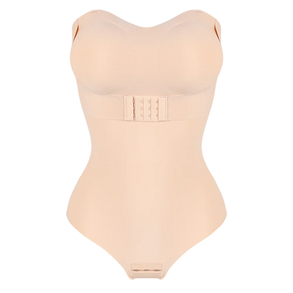Women’s Strapless Thong Bodysuit - Full-Body Tummy Control Shaper with Removable Push-Up Bust, Up to 4XL