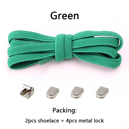 No-Tie Elastic Shoelaces – One Size Fits All Sneakers for Adults & Kids, Flat Tieless Shoestrings
