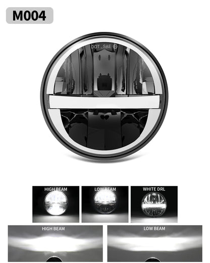 BraveWAY 5.75″ Round LED Motorcycle Headlight – White & Amber DRL with Gradient Halo Start-Up Welcome Light