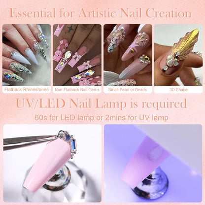BORN PRETTY 30ML Nail Rhinestone & Gem Glue Gel – 3D Sculpting Adhesive for Nail Art, Flower Carving & DIY Decoration