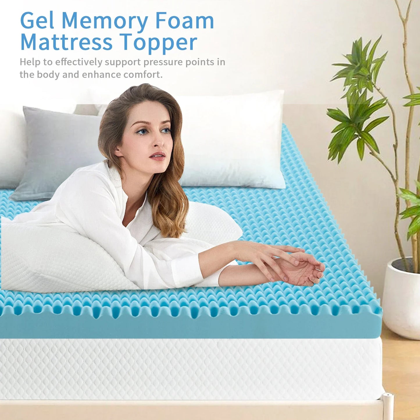 Memory Foam Tatami Mattress Topper - 2 Inch Gel-Infused Foam, Plush & Pressure-Relieving, CertiPUR Certified