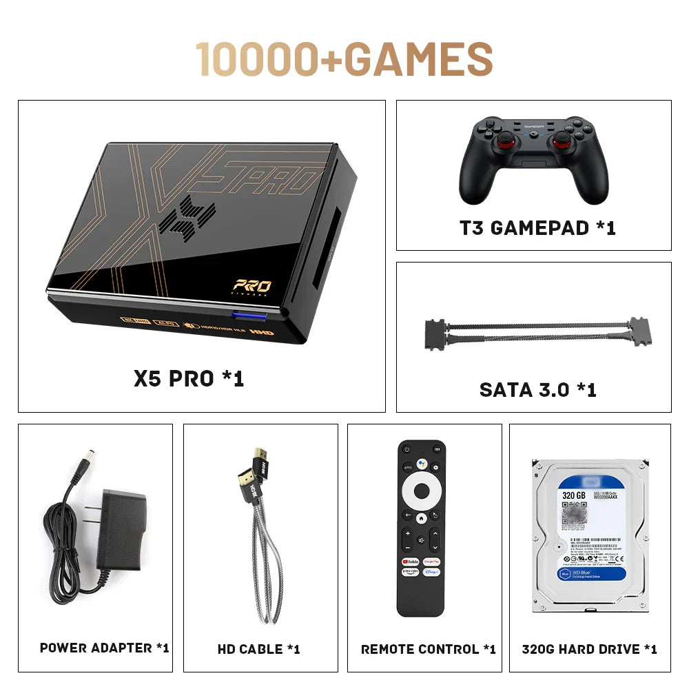 Kinhank Super Console X5 PRO – Retro Video Game Console RK3588, 8GB DDR4, 4TB HDD, 16,000+ Games, Plug & Play for PS2/PS1/SS/DC/N64