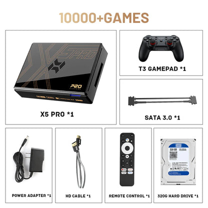 Kinhank Super Console X5 PRO – Retro Video Game Console RK3588, 8GB DDR4, 4TB HDD, 16,000+ Games, Plug & Play for PS2/PS1/SS/DC/N64