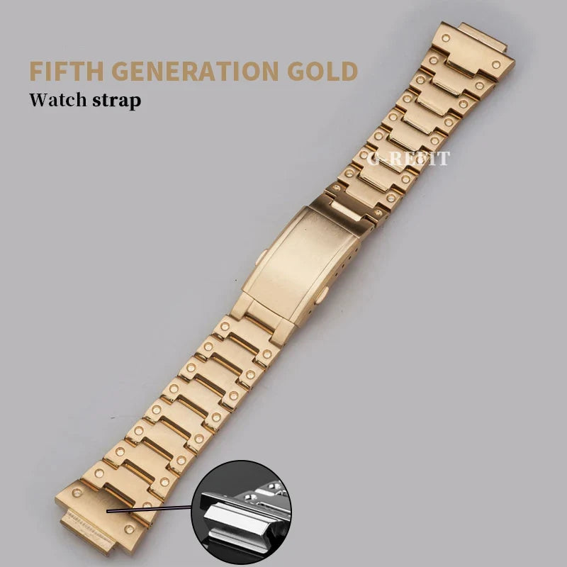 G-Refit V6.0 DW5600 Metal Bezel Kit - Stainless Steel Watch Band Strap & Case Accessories with Tools for GWB5600/GWM5610