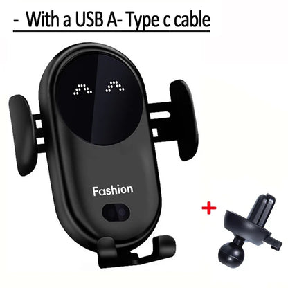 Wireless Charging Car Mount - Intelligent Infrared Rotating Air Vent Phone Holder Fast Charger