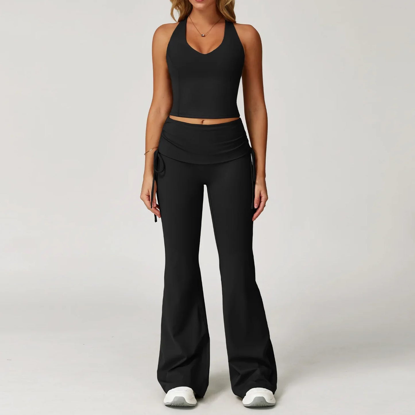 Women’s 2-Piece Tracksuit Yoga Set – High Waist Leggings & Sports Bra for Gym, Fitness & Athletic Wear
