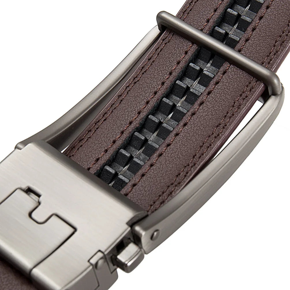 Men’s Cowskin Leather Belt – Luxury Automatic Buckle Designer Style in Black or Brown (3.5cm)