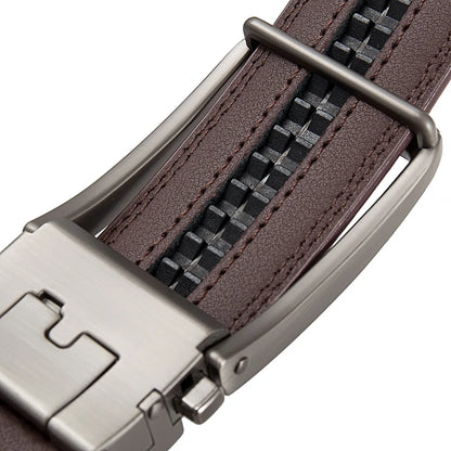 Men’s Cowskin Leather Belt – Luxury Automatic Buckle Designer Style in Black or Brown (3.5cm)