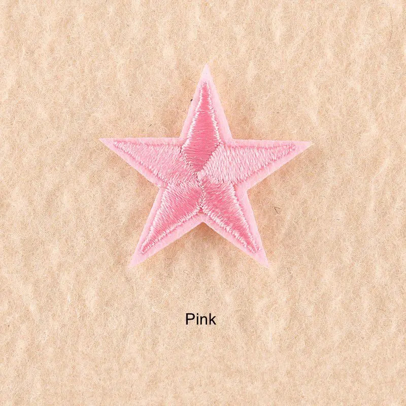 10Pcs Mini Star Embroidery Iron-On Patches – DIY Clothing Appliques Pentagram Stickers for Jackets, Jeans & Bags (Black, White, Gold)