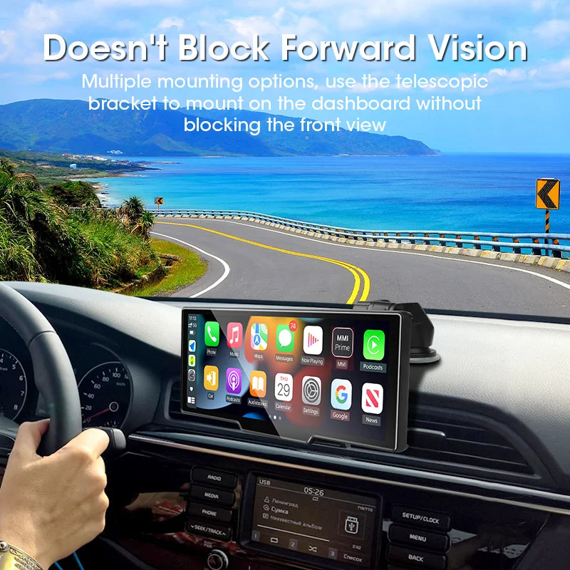 10.26" 4K Dash Cam Car Mirror — Wireless CarPlay Android Auto GPS Multimedia Rearview Camera Dashboard Monitor