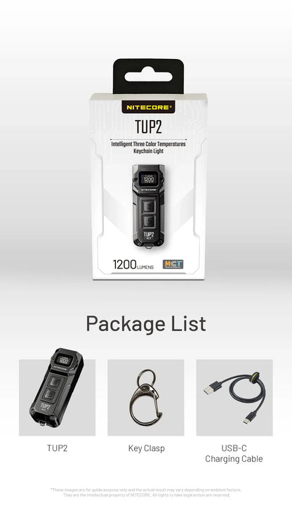 NITECORE TUP2 Mini EDC Keychain Flashlight – USB-C Rechargeable 1200 Lumen for Camping