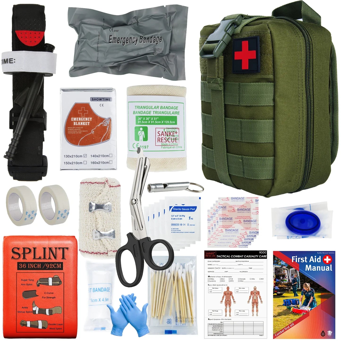 Tactical IFAK First Aid Kit - MOLLE Survival Pouch with 18-Piece EMT Emergency Supplies for Camping Outdoors