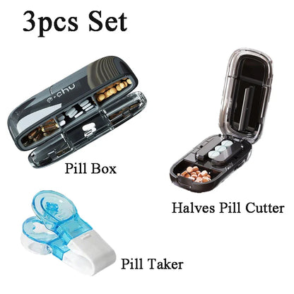 Portable Pill Organizer – 3 Times a Day Travel Pill Box with Compartments for Vitamins & Medicines, Small Pocket Medicine Case