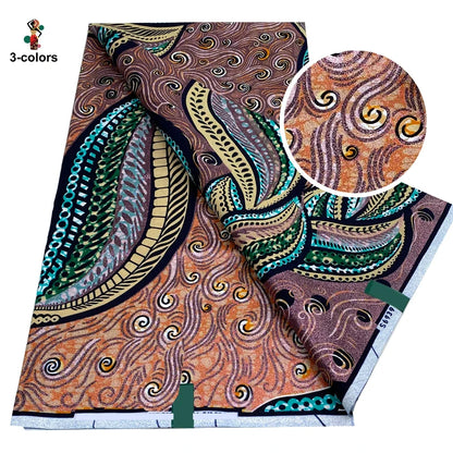 100% Cotton African Wax Print Fabric - Soft Golden Ankara Pagne for Nigerian Fashion & Traditional Wear