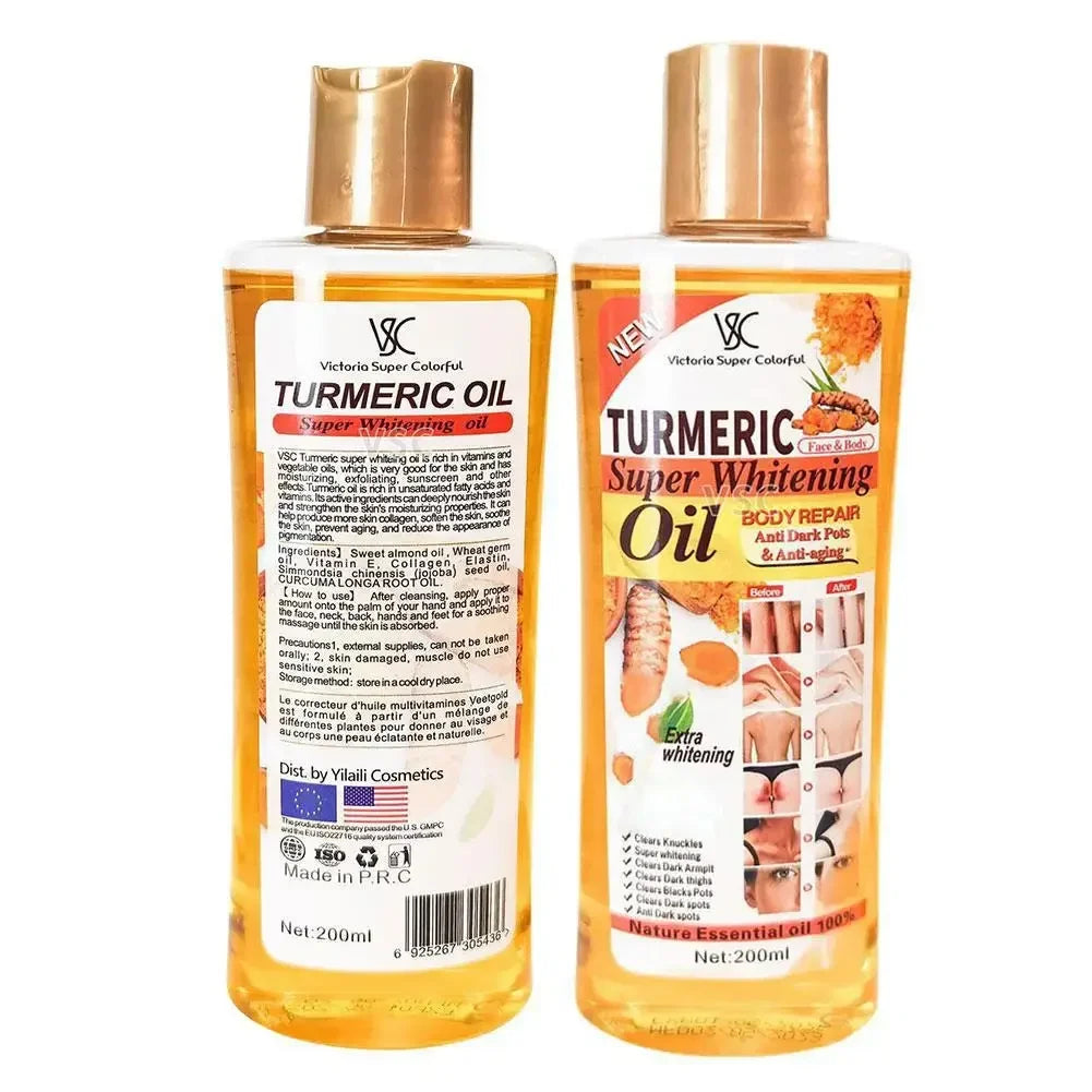 Turmeric Essential Oil 200ml - Moisturizing Facial & Body Massage Oil for Aromatherapy and Skin Care