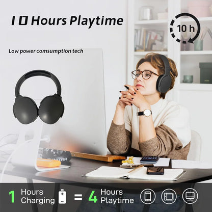 #P2961 Wireless Bluetooth 5.3 Headphones – Over-Ear HiFi Stereo Sports Earphones with TF/AUX Music Player & HD Mic