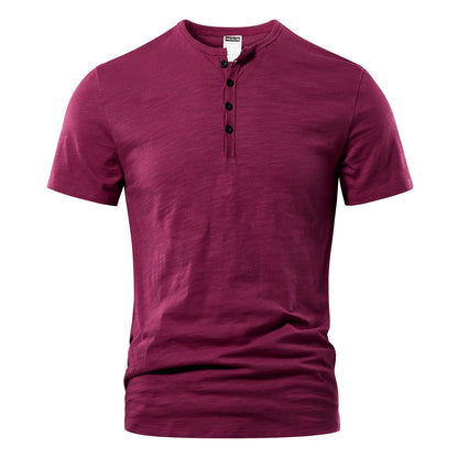 Men’s Casual Henley T-Shirt - High Quality Short Sleeve Summer Basic Fashion Top