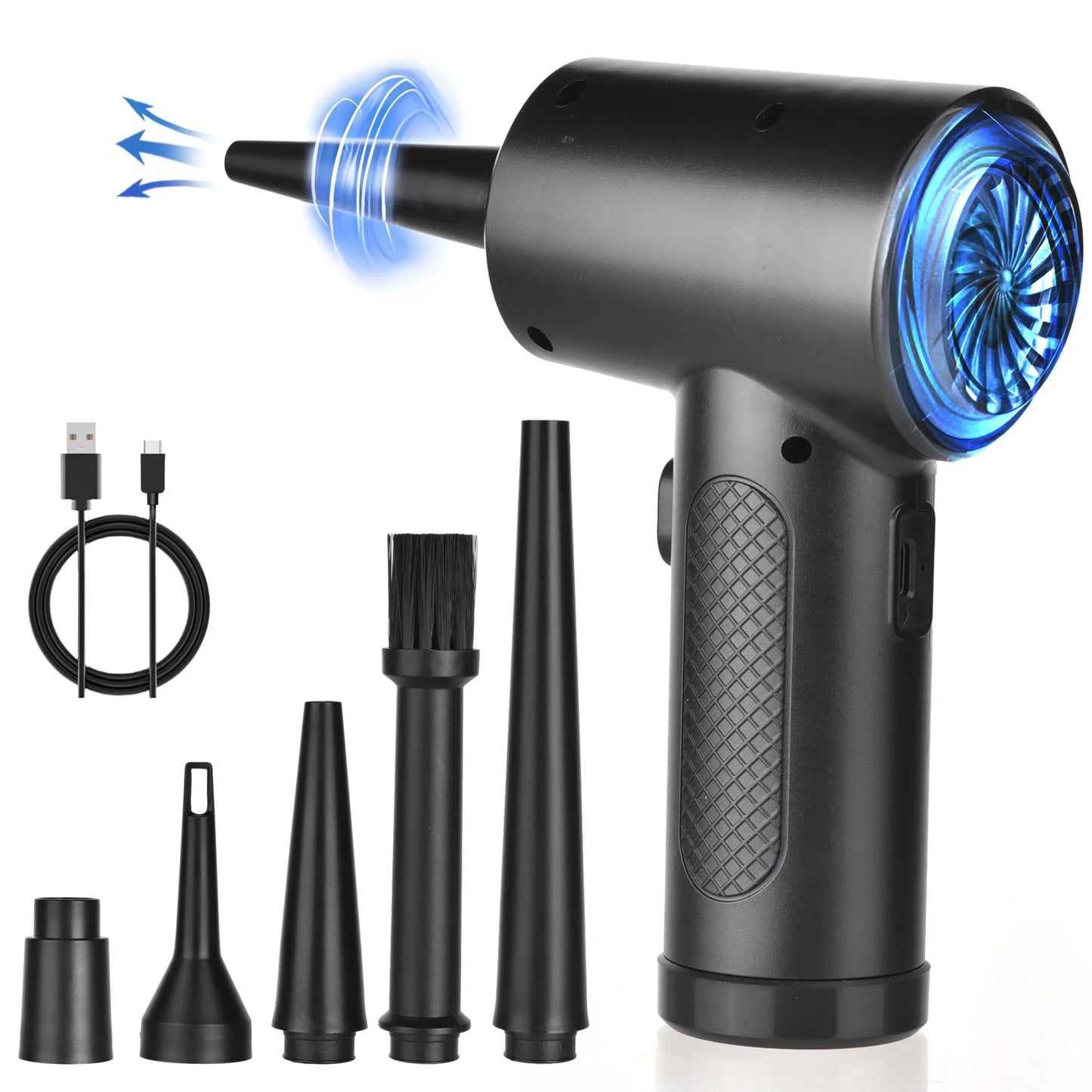 Portable Air Duster for Computer Cleaning – 51000RPM Cordless Compressed Air Blower with LED Light for PC & Keyboard Cleaning