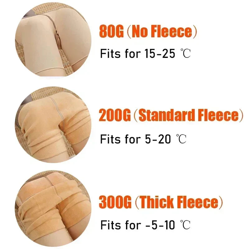 Thick Fleece-Lined Winter Leggings – Women’s Warm Polar Tights, Skin-Effect Pantyhose & Fake Translucent Wool Pants