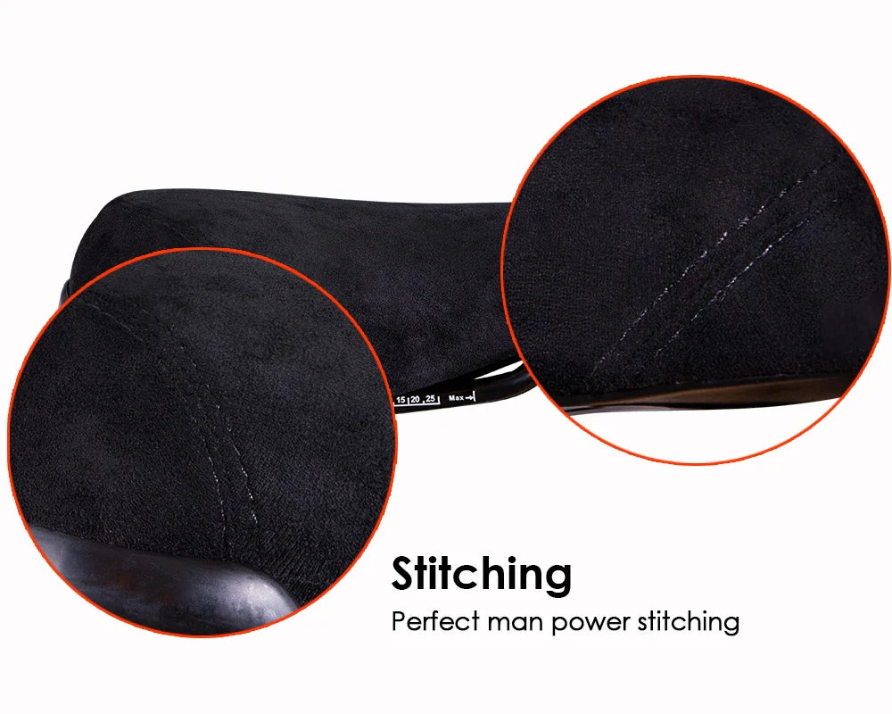 Funsea Bicycle Saddle - Black Wheelie Seat with Embroidered Logo, Flannelette Cover, 8mm Rail for Bikes