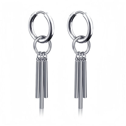 Long Hanging Cross & Leaf Hoop Earrings – Vintage Stainless Steel Hip Hop Unisex Jewelry Accessories