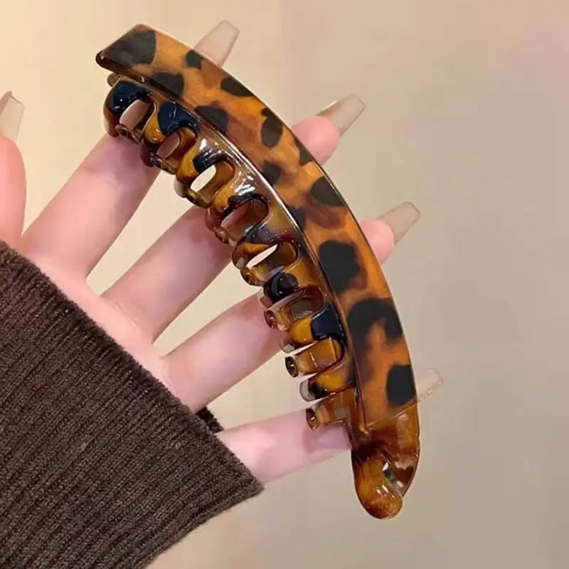 Tortoiseshell Banana Hair Clip - Fish Shape Twist Clamp Barrettes for Women Hair Styling Accessories