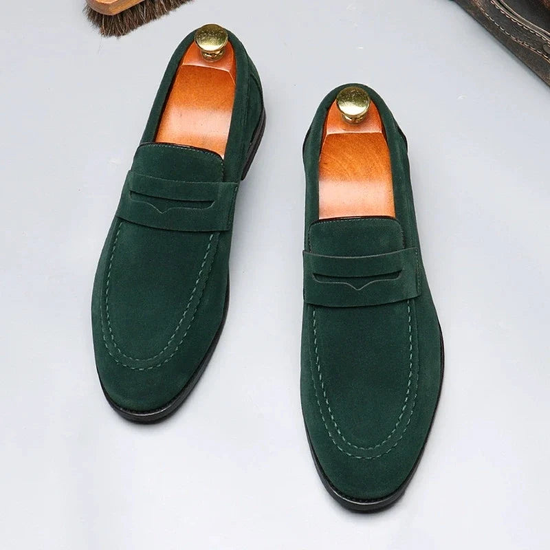 Men’s Suede Leather Slip-On Loafers - Lightweight Comfortable Driving, Party & Wedding Shoes