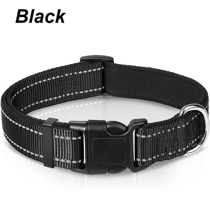 Reflective Dog Collar – Soft Neoprene Padded Nylon, Adjustable & Sturdy for Medium and Large Dogs