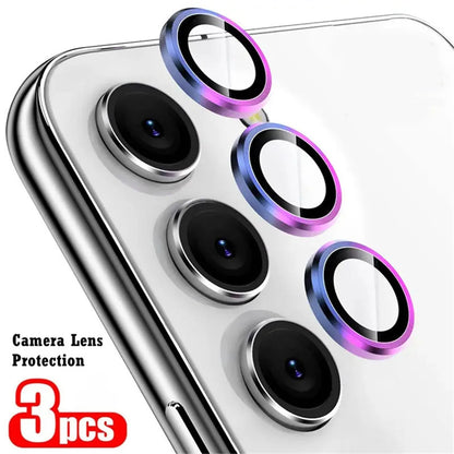 3Pcs Metallic Lens Protector Cover - Full Camera Protection for Samsung Galaxy S25 Plus S24 S23 FE A15 A35 A55 Series