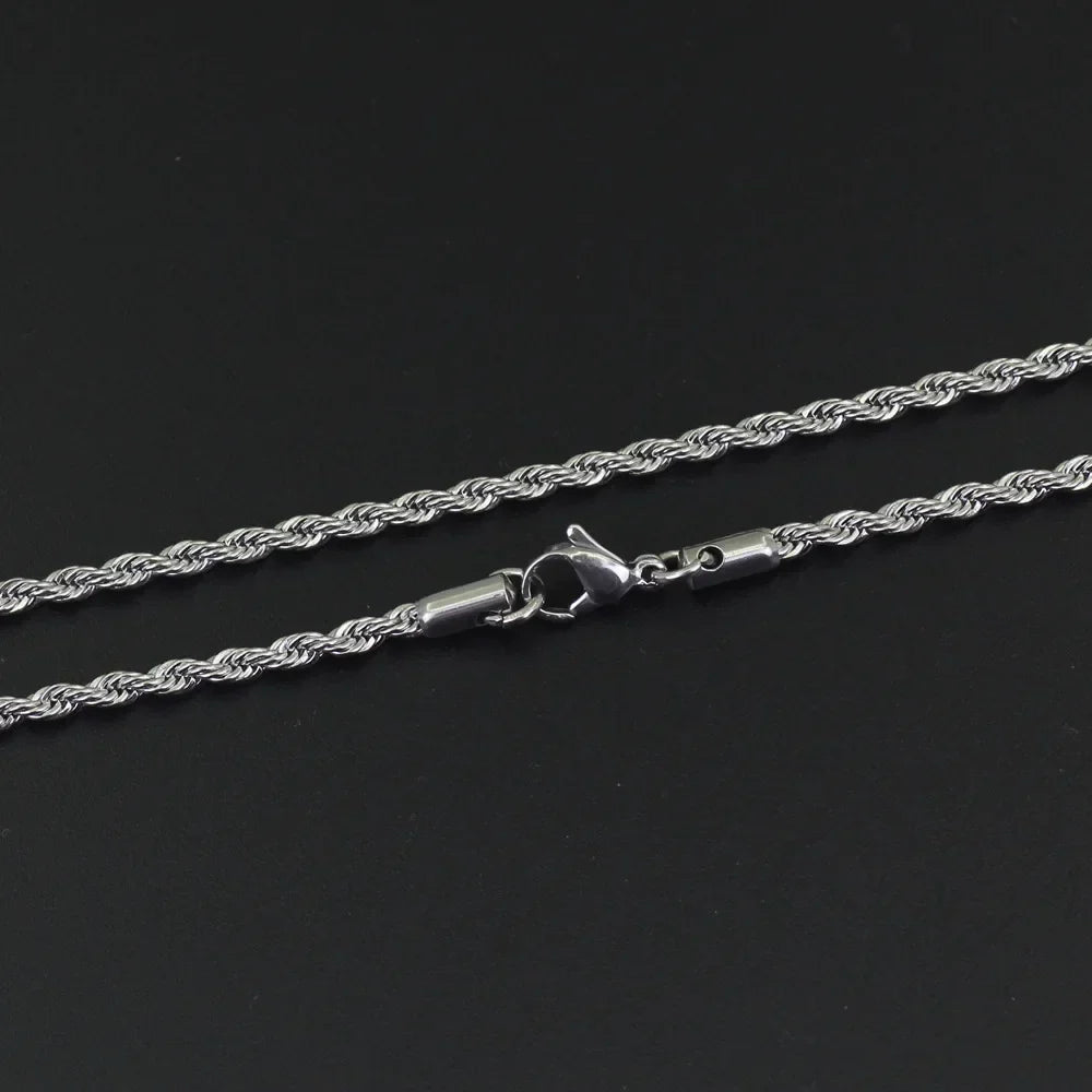 304 Stainless Steel Twist Rope Chain Necklace – PVD Gold Plated, 2-5mm Width for Men & Women, Fashion Accessories