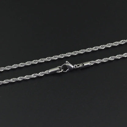 304 Stainless Steel Twist Rope Chain Necklace – PVD Gold Plated, 2-5mm Width for Men & Women, Fashion Accessories